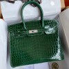 Hermes Replica Handbag Store 30 Handmade Bag In Malachite Crocodile Niloticus Shiny Skin