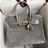 Hermes Replica Handbag Store 30 Handmade Bag In Tourterelle Crocodile Niloticus Shiny Skin