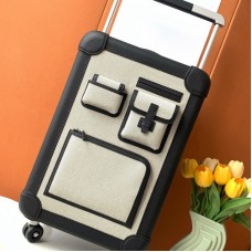 Replica Hermes R.M.S Cargo Cabin Suitcase in black color with iconic hardware.