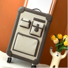 Replica Hermes R.M.S Cargo Cabin Suitcase in Etoupe color with iconic hardware.