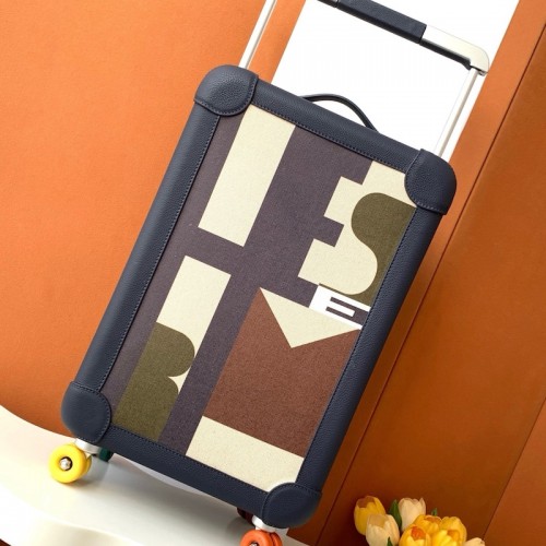 Replica Hermes R.M.S Cabin Suitcase in Etain color with iconic hardware.