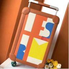 Replica Hermes R.M.S Cabin Suitcase in Etain color with iconic hardware.
