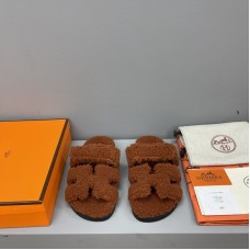 Replica Hermes Chypre Sandal Shearling Brown Replica Hermes Chypre Sandal