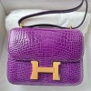 Hermes Constance 18 Handmade Bag In Purple Shiny Alligator Crocodile Leather