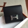 Hermes Constance Short Wallet in Black Epsom Leather