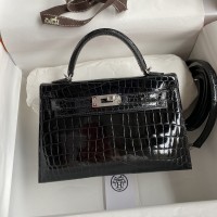 Hermes Black Kelly Mini II 19cm Crocodile Bag Replica Replica Hermes Kelly Mini II 19cm Crocodile Bag