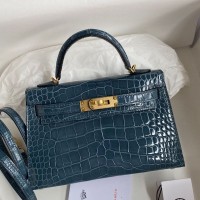 Replica Hermes Kelly Mini II 19cm Crocodile Bag