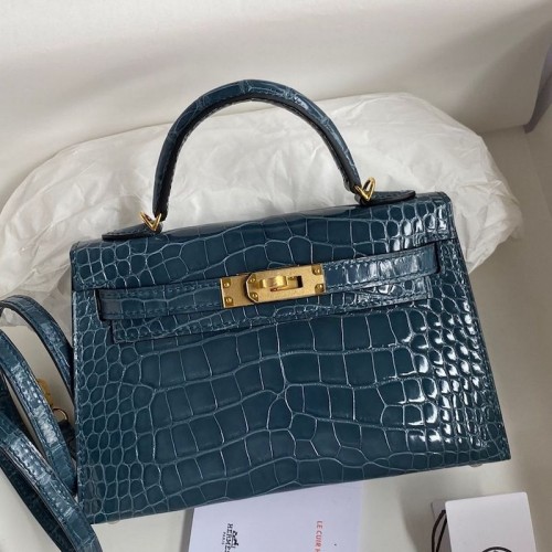 Replica Hermes Kelly Mini II 19cm Crocodile Bag