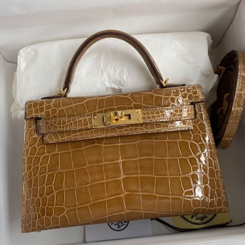 Replica Hermes Kelly Mini II 19cm Crocodile Bag