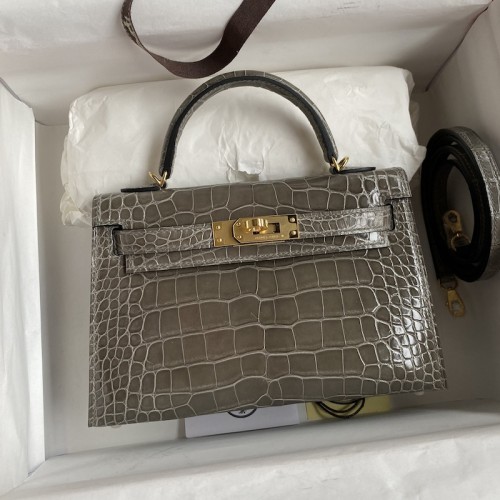 Replica Hermes Kelly Mini II 19cm Crocodile Bag