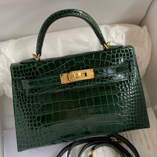 Replica Hermes Kelly Mini II 19cm Crocodile Bag