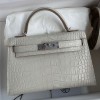 Hermes Kelly Mini II Bag 19cm in Grey Matte Alligator Leather