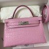 Hermes Kelly Mini II Bag 19cm in Mauve Sylvestre Matte Alligator Leather