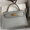Hermes Kelly Mini II Bag 19cm in Pearl Grey Matte Alligator Leather