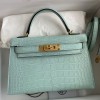 Hermes Kelly Mini II Bag 19cm in Vert D'eau Matte Alligator Leather