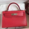 Hermes Kelly Mini II Bag 19cm in Rose Extreme Matte Alligator Leather