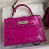 Hermes Kelly Mini II Bag 19cm in Rose Scheherazade Shiny Alligator Leather
