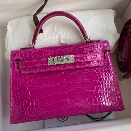 Hermes Rose Scheherazade Kelly Mini II 19cm Crocodile Bag Replica Replica Hermes Kelly Mini II 19cm Crocodile Bag