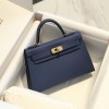 Hermes Kelly Mini II Bag 19cm In Bleu Brighton Epsom Leather