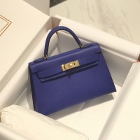 Replica Hermes Kelly Mini II Bag 19cm Blue Electric Replica Hermes Kelly Mini II Bag 19cm
