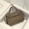 Hermes Kelly Mini II Bag 19cm In Etoupe Epsom Leather PHW