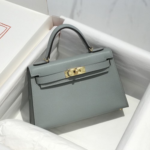 Hermes Kelly Mini II Bag 19cm Glacier Gray Replica Hermes Kelly Mini II Bag 19cm
