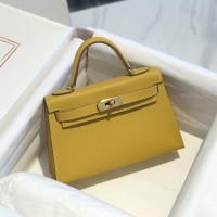 Hermes Kelly Mini II Bag 19cm Jaune Amber Replica Hermes Kelly Mini II Bag 19cm