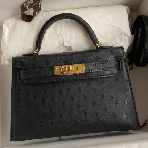 Replica Hermes Kelly Mini II 19cm Ostrich Bag