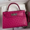 Hermes Kelly Mini II Bag 19cm in Rose Red Ostrich Leather