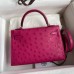 Hermes Rose Red Kelly Mini II 19cm Ostrich Bag Replica Replica Hermes Kelly Mini II 19cm Ostrich Bag