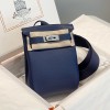 Hermes HAC a dos Backpack Clemence Leather Deep Blue