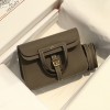 Hermes Halzan 25 Bag Clemence Leather Etoupe GHW