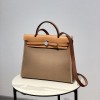 Hermes Herbag Zip 31 Bag in Etoupe / Gold