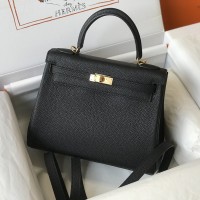 Replica Hermes Kelly 25cm Clemence black Replica Hermes Kelly 25cm