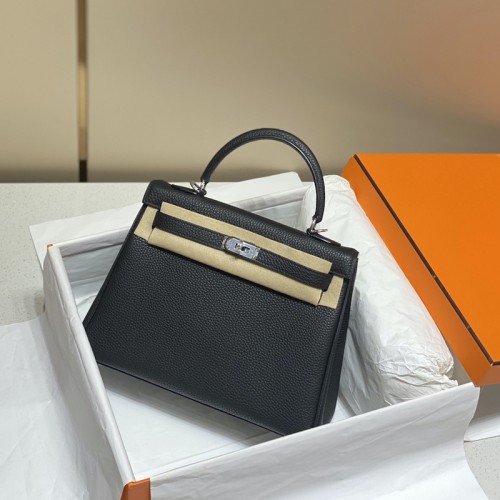 Replica Hermes Kelly 25cm Clemence Black Replica Hermes Kelly 25cm