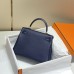Replica Hermes Kelly 25cm Clemence Deep Blue Replica Hermes Kelly 25cm