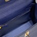 Replica Hermes Kelly 25cm Clemence Deep Blue Replica Hermes Kelly 25cm