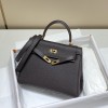 Hermes Kelly 25cm Bag in Clemence Leather Ebene GHW