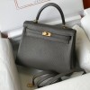 Hermes Kelly 25cm Bag in Clemence Leather Etain GHW
