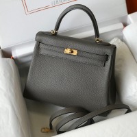 Replica Hermes Kelly 25cm Clemence Etain Replica Hermes Kelly 25cm