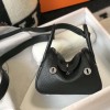 Hermes Mini Lindy Bag 19cm in Clemence Leather Black PHW