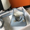 Hermes Mini Lindy Bag 19cm in Clemence Leather Bleu Lin