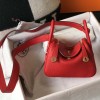 Hermes Mini Lindy Bag 19cm in Clemence Leather Red