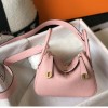 Hermes Mini Lindy Bag 19cm in Clemence Leather Rose Confetti