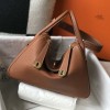 Hermes Lindy 26cm 30cm Bag in Clemence Leather Gold GHW