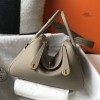 Hermes Lindy 26cm 30cm Bag in Clemence Leather Grey GHW