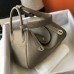 Hermes Lindy 26cm 30cm Bag in Clemence Leather Grey PHW Hermes Lindy 26cm 30cm Bag in Clemence Leather Grey PHW