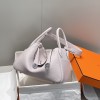 Hermes Lindy 26cm 30cm Bag in Clemence Leather Mauve Pale