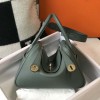 Hermes Lindy 26cm 30cm Bag in Clemence Leather Vert Amande