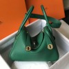 Hermes Lindy 26cm 30cm Bag in Clemence Leather Vert Fonce